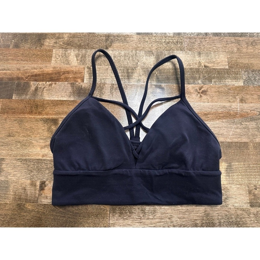 Lululemon Free To Be Wild Sports Bra Black Strappy Back Yoga Gym Top Size 6